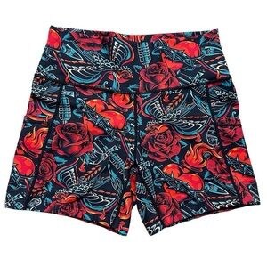 Constantly Varied Gear 5” Workout Shorts Womens Size M Vintage Tattoo High Waist